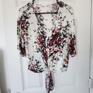 LUQ - Tie knot Blouse - Small - Floral
